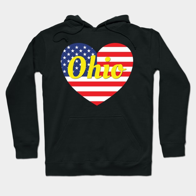 Ohio American Flag Heart Hoodie by DPattonPD